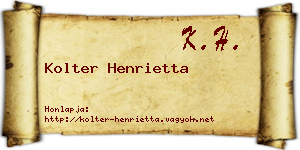 Kolter Henrietta névjegykártya